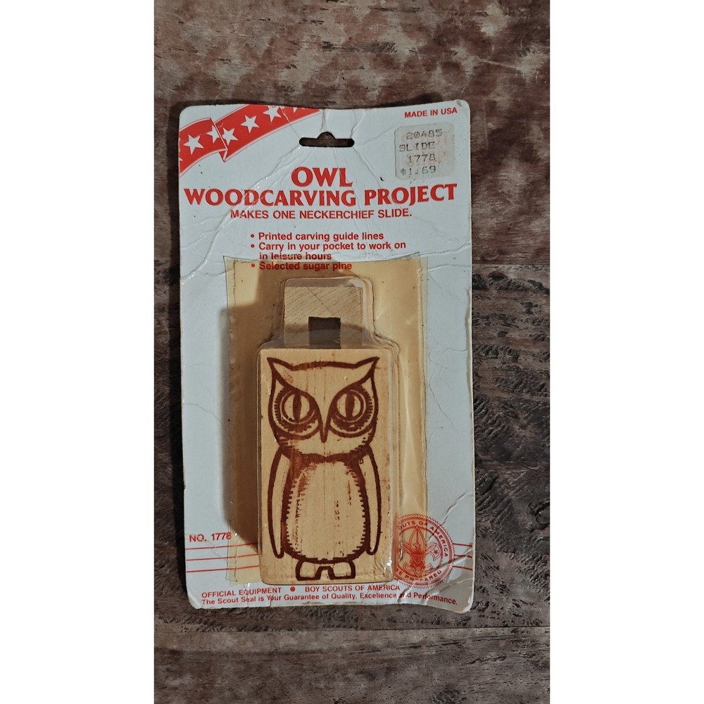 Vintage Boy Scouts Of America Owl  Wooden Carving Set